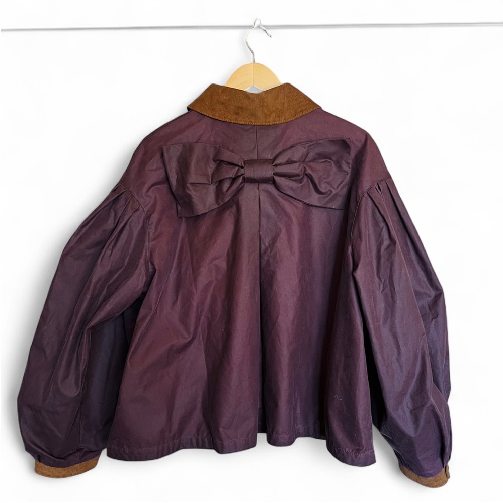 Barbour Farm Rio Thais Waxed Jacket Bow Details Cropped Oversized - Picture 5 of 12